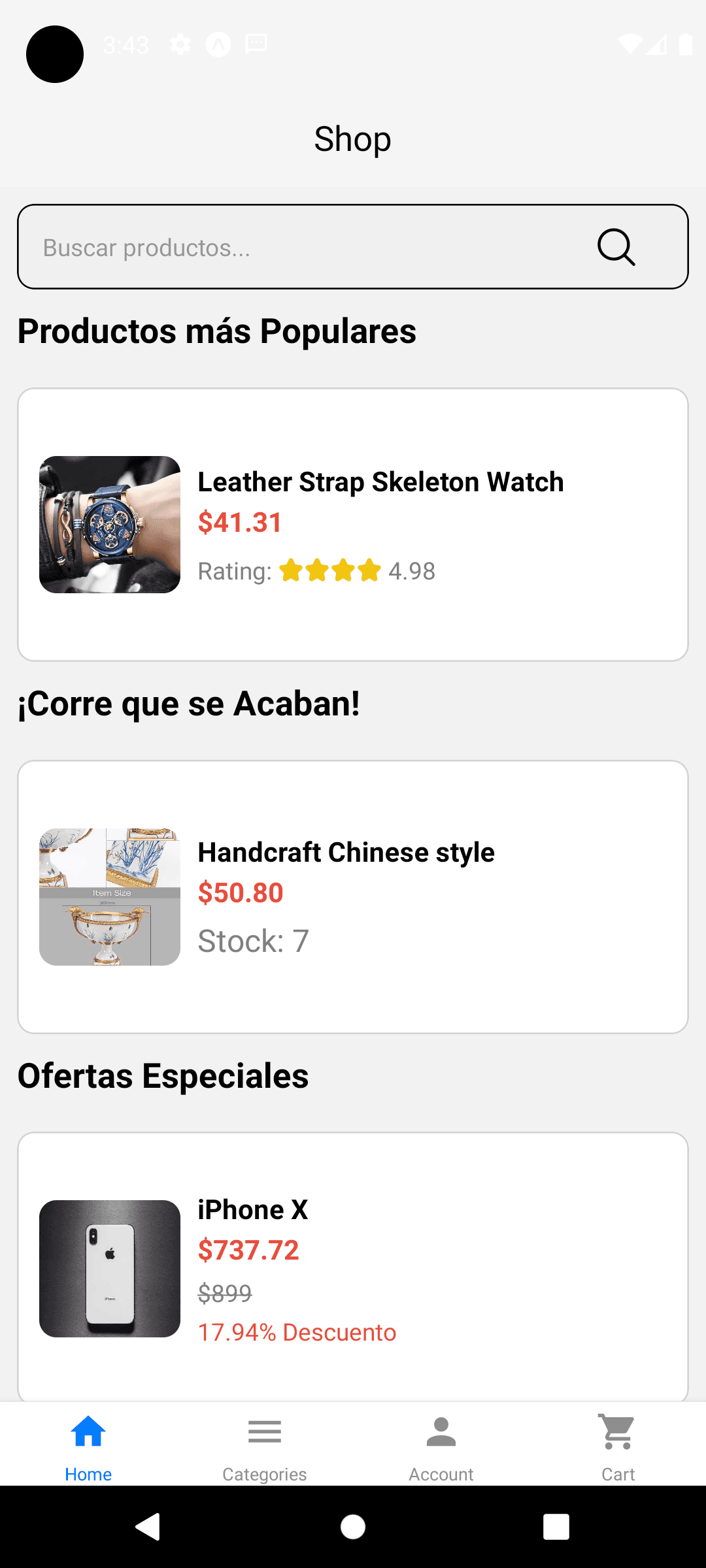 Inicio y catálogo