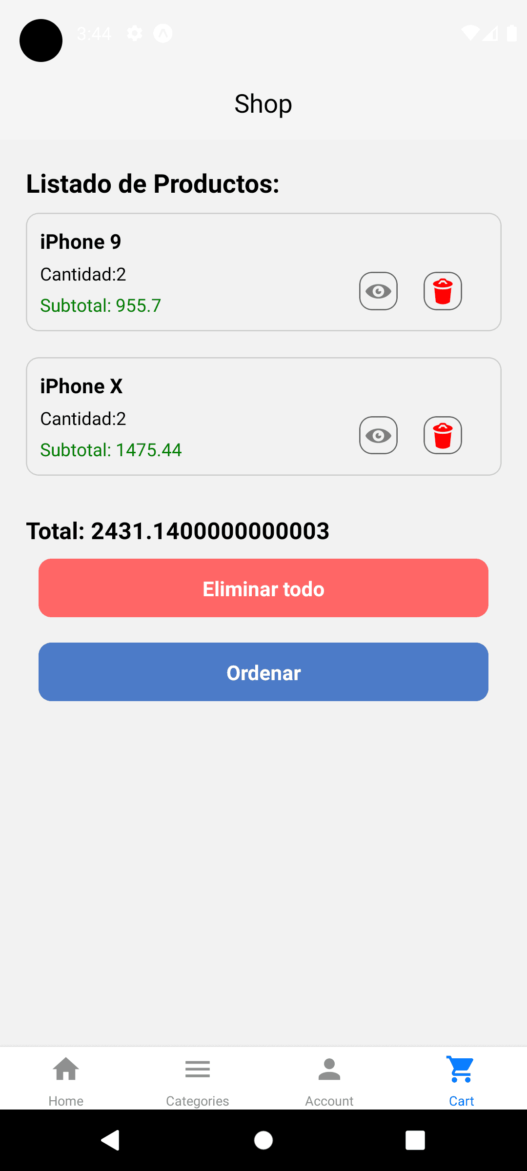 Carrito de compras