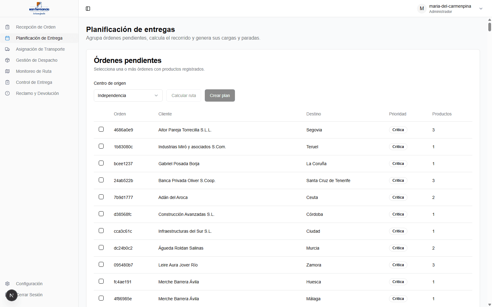 Planificación de órdenes